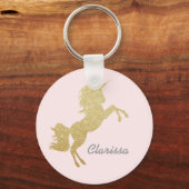Porte-clés Belle chick girly or parties scintillant licorne (Recto)