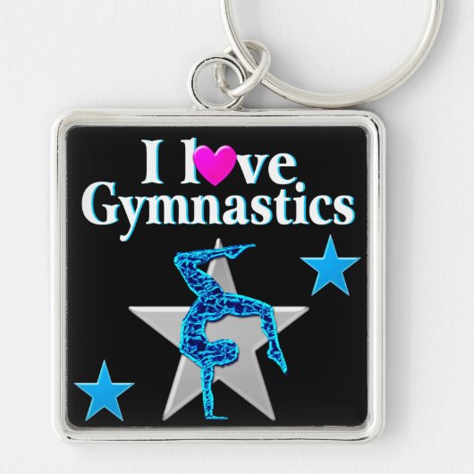 PORTE-CLÉS BELLE CONCEPTION DE GYMNASTIQUE BLEU ET ARGENT (Devant)
