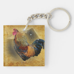 Porte-clés Belle coop de poulet rôti et de grange rustique