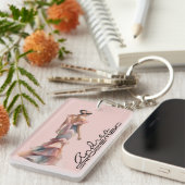 Porte-clés Belle Demoiselle d'Honneur Rose Poussiéreux Ode dé (Devant droit)