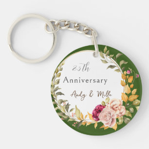 Porte-clés Belle Elégante couronne de fleurs vertes 25ème Mar