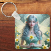 Porte-clés Belle fée de mars dans les jonquilles (Recto)