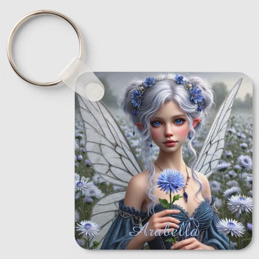 Porte-clés Belle fée de septembre en Asters (Recto)