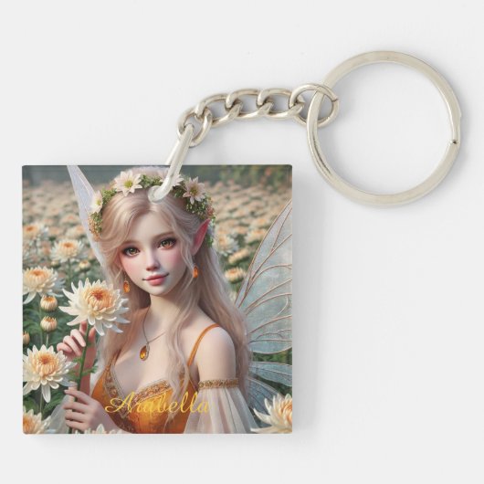 Porte-clés Belle Fée Novembre en Chrysanthèmes (Dos)