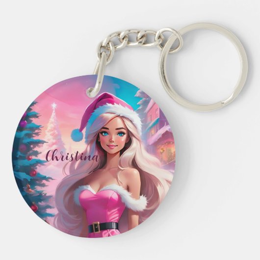 Porte-clés Belle fille de Noël rose 01 (Dos)