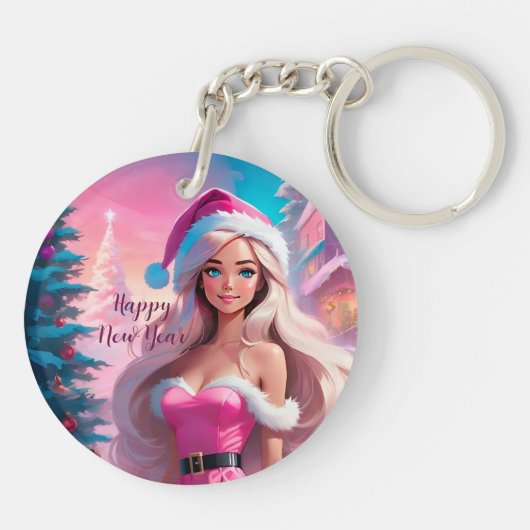 Porte-clés Belle fille de Noël rose 01 (Dos)