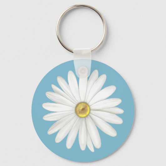 Porte-clés Belle Fleur marguerite sur Turquoise Turquoise (Recto)
