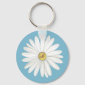Porte-clés Belle Fleur marguerite sur Turquoise Turquoise (Verso)