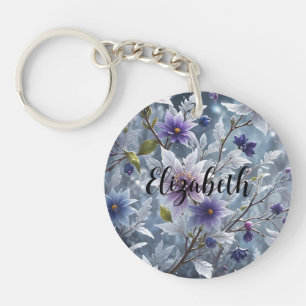 Porte-clés Belle floraison hivernale de cristal givre