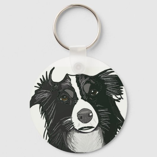 Porte-clés Belle frontière noire et blanche Collie (Recto)