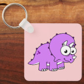 Porte-clés Belle Illustration D'Un Tricératops. (Recto)
