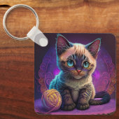 Porte-clés Belle Jeune Kitty Avec Balle En Fil (Recto)