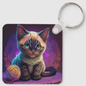 Porte-clés Belle Jeune Kitty Avec Balle En Fil (Dos)