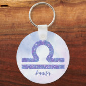 Porte-clés Belle Libra Astrologie Signe Personnalisé Violet (Verso)