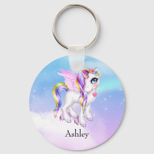 Porte-clés Belle licorne avec Rainbow Mane & Tail (Recto)
