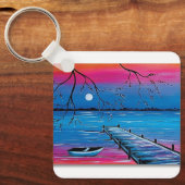 Porte-clés Belle Lune Lac Porte - clé - Calme Vue Nocturne (Recto)