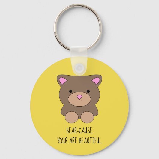 Porte-clés Belle Ours Jaune Mignonne Mignonne (Recto)