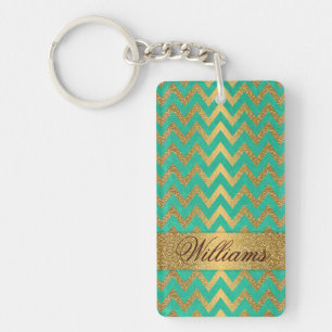 Porte-clés Belle parties scintillant en faux or du chevron zi