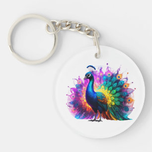 Porte-clés Belle Peacock Art coloré