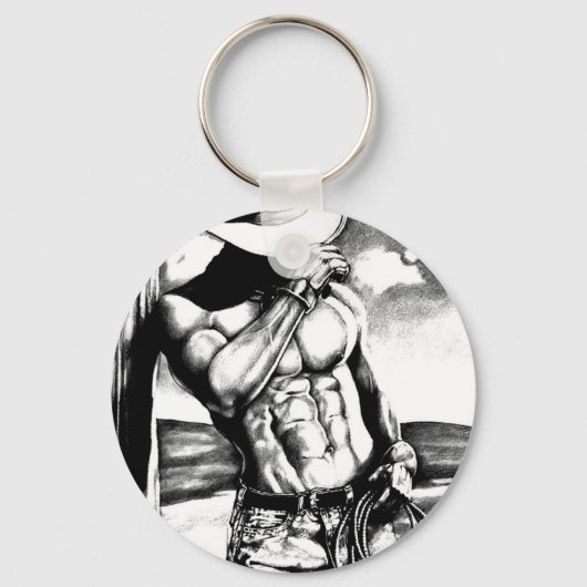 Porte-clés Belle peinture dessin beau Cowboy Bodybuilder (Recto)