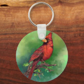 Porte-clés Belle peinture d'oiseaux du Cardinal rouge du Nord (Recto)