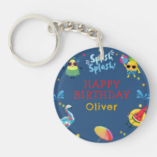 Porte-clés Belle piscine d'été Caractère Fruit Anniversaire