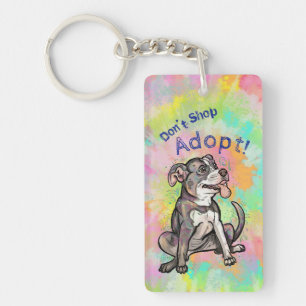 Porte-clés Belle Pit Bull "Adoptez !, ne faites pas de shoppi