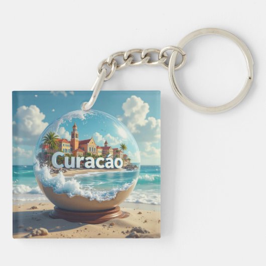 Porte-clés Belle plage de curacao globe (Dos)