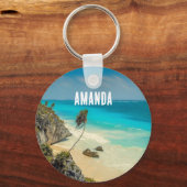 Porte-clés Belle plage de sable Paradis tropical (Recto)