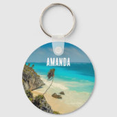 Porte-clés Belle plage de sable Paradis tropical (Verso)