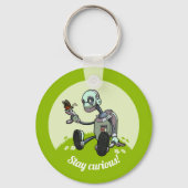 Porte-clés Belle Robot & Papillon Restez Curieux ! Dessin (Recto)