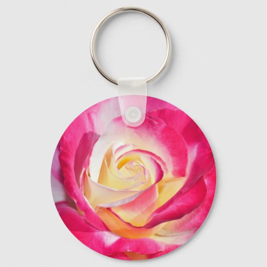 Porte-clés Belle rose rose et jaune (Recto)