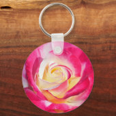 Porte-clés Belle rose rose et jaune (Recto)