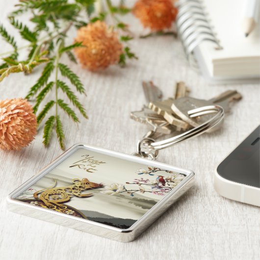 Porte-clés Belle scène bucolique Chines Rat Année 2020 Sq MK (Côté)