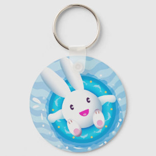 Porte-clés Belle Soirée Piscine De Bunny Blanc