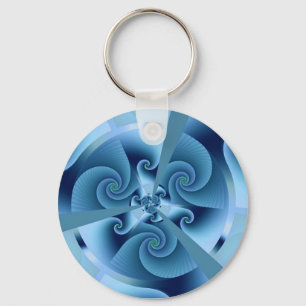 Porte-clés Belle Spirale Bleue Belle Fractale Art