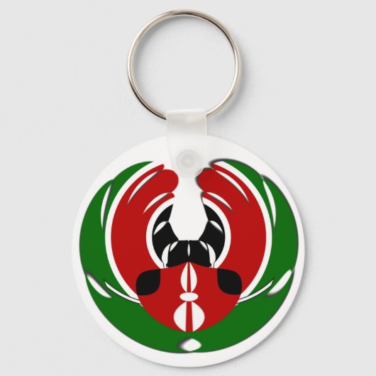 Porte-clés Belle Tapisserie kenyane : Drapeau kényan Papillon (Recto)