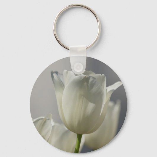 Porte-clés Belle Tulipe de printemps blanche (Recto)