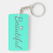 Porte-clés Belle turquoise mignonne d'impression de mot (Dos)