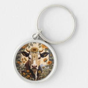 Porte-clés Belle Vache de campagne tournesol décoratif