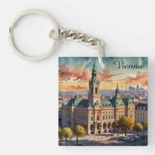 Porte-clés Belle Vienne Autriche Aquarelle Ville Peinture