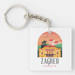 Porte-clés Belle Zagreb Croatie Cityscape Vintage
