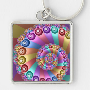 Porte-clés Belles couleurs arc-en-ciel Art fractal Abstrait
