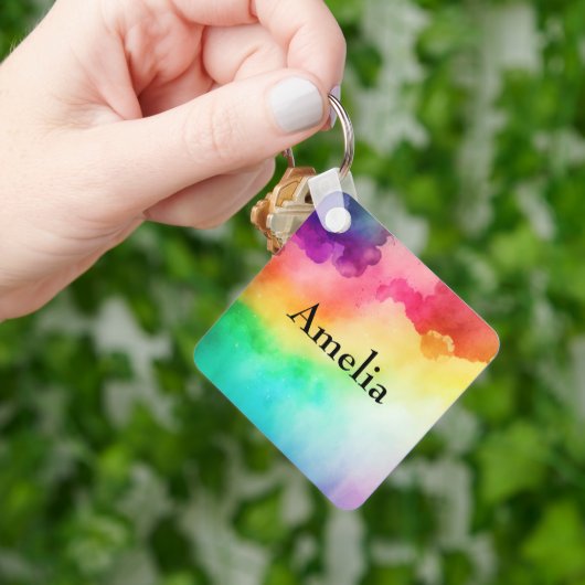Porte-clés Belles couleurs arc-en-ciel Design abstrait (main)