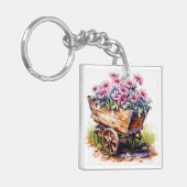 Porte-clés Belles fleurs d'aster dans une brouette (Devant gauche)
