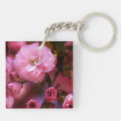 Porte-clés Belles fleurs de cerisiers rose printemps (Dos)