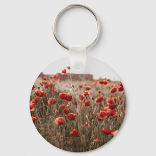 Porte-clés belles fleurs de coquelicot