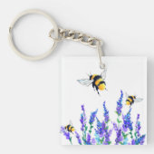 Porte-clés Belles fleurs de printemps et les abeilles volent  (Devant)
