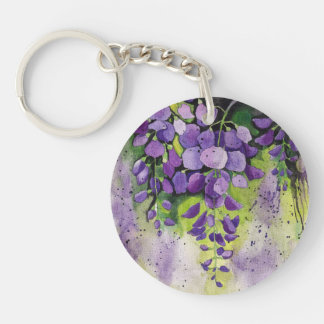 Porte-clés Belles Fleurs De Wisteria En Aquarelle