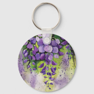 Porte-clés Belles Fleurs De Wisteria En Aquarelle